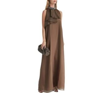 Fabiana Filippi brown silk maxi dress Retails $1900 Rare